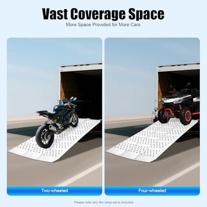 77" Aluminum Loading Ramps for Pickup Trucks, Heavy Duty Folding Loading Ramps Foldable Loading Ramps for Pickup Trucks 1500lb Capacity for ATV UTV Motorcycle Lawn Mower & Dirt Bike