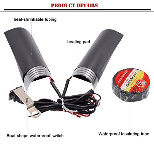 Motorbike Handlebar Heated Grip Kit,12V Winter Heated Grip Pads Inserts Handlebar Hand Warmers Fits Universal Grip ATV