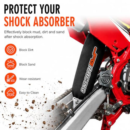 JFG RACING Motorcycle Rear Fork Cover Shock Absorber Cover Guard Protector - Universal For Dirt Pit Bike ATV CRF KLX EXC YZF - (2)- 350MM