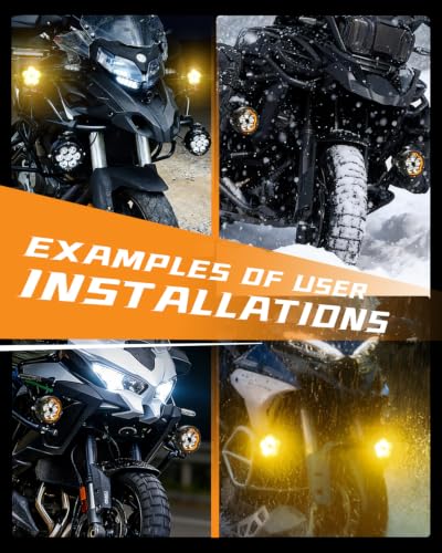 CO LIGHT 4 Inch Motorcycle Fog Lights 80W 16000LM White Yellow Auxiliary Lights Spot Beam Amber DRL with Amber and Black Mask Wiring Harness for Motorcycle ATV UTV ADV Night Riding Dual Brackets 2PCS - color: D041
