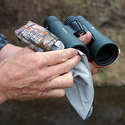 SPUDZ Pro | 10" x 10" Microfiber Cloth Screen & Lens Cleaner w/ 4ml Bottle | - color: Alpine Mountain Camo W/ Bottle of Fogzoff
