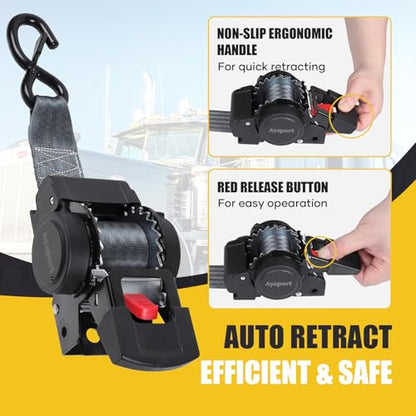 Ayaport Retractable Transom Tie Down Straps 2in X 8ft Boat Tie Down Straps to Trailer- 3300lbs Break Strength, Heavy Duty Bolt-on Ratchet Straps for Cargo, Boat, Motorcycles, ATV, 2pk - size: 2"x8'-2pcs