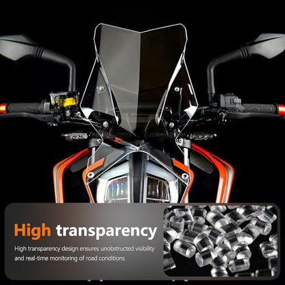 Windshield DUKE 790 890 Wind Deflector, Wind Shields Compatible with 790 DUKE 2018-2024/890 DUKE 2020-2023 Motorcycle Accessories (Grey)