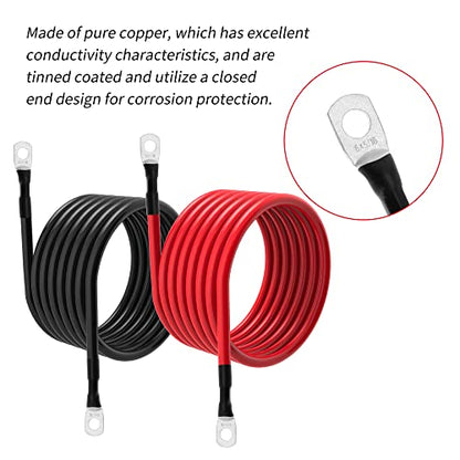 6 AWG Battery Cables 6 Gauge Battery Power Inverter Cable with 5/16 Inch Tinned Copper Lugs Both Ends for Solar Marine Boat RV Car Motorcycle 2 pcs (7FT) - size: 7FT