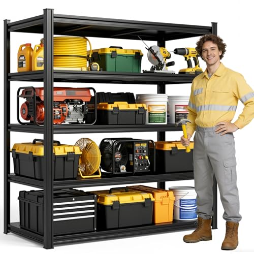 Heavy Duty Garage Shelving,5-Tier Garage Storage Shelves,3000LBS Storage Shelves Heavy Duty,Adjustable 5 Tier Shelving Unit,Heavy Duty Shelving for Garage Storage Warehouse,39''×14''×71'' - size: 5 Tier-39" W X 14" D X 71" H