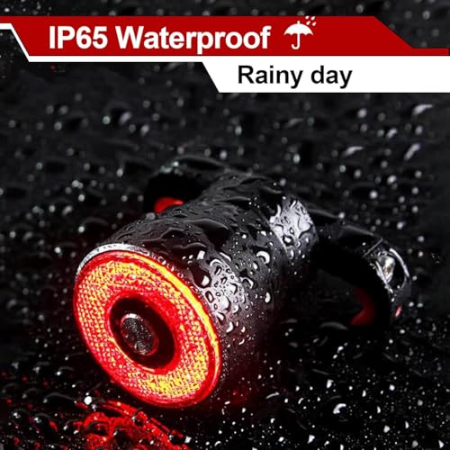 smart Bike Tail Light USB Rechargeable Bicycle Turn Signals with Remote Control Rear Bike Light Waterproof Safety Warning Back Lights Bike Alarm for Night Riding Mountain (Brake Set)