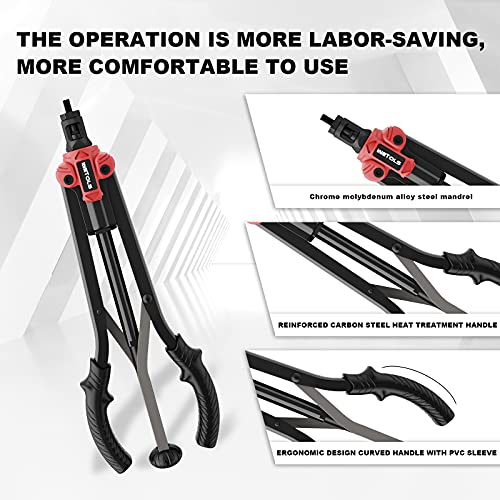 WETOLS 17" Rivet Nut Tool, Hand Rivet Tool Kit with 11 Metric & SAE Mandrels M3 M4 M5 M6 M8 M10 M12, 10-24, 1/4-20, 5/16-18, 3/8-16, 110pcs Rivnuts, Sturdy Case Packed, Auto Release Nut Design, WE-896 - size: 17" auto release rivet nut tool