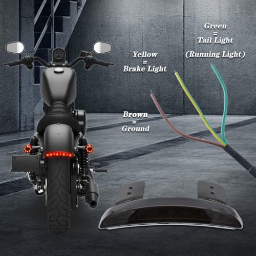 1PC Motorcycle Tail Light Chopped Rear Fender Edge LED Brake Light License Plate Light Stop Running Light for XL 883N 1200N XL1200V XL1200X (Smoke Shell) - size: NO.1-Smoke Shell
