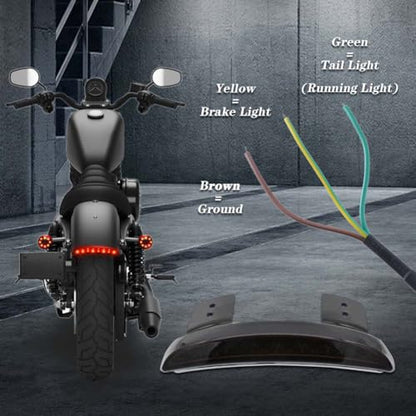 1PC Motorcycle Tail Light Chopped Rear Fender Edge LED Brake Light License Plate Light Stop Running Light for XL 883N 1200N XL1200V XL1200X (Smoke Shell) - size: NO.1-Smoke Shell