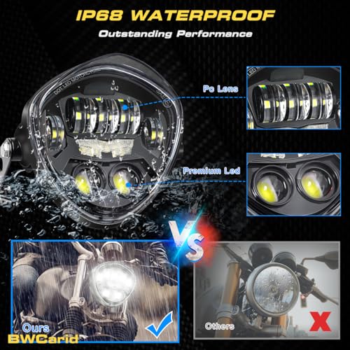 7 Inch LED Motorcycle Headlight DOT Approved With DRL Demon Eye Hi/Low Beam Headlamp with Clamp Mount Bracket Fit 1.37-1.69 Inch Fork for Cafe Racer Chopper Bobber Scrambler Motorcycle - size: 7in C3 Motorcycle Headlight with DRL Triangle