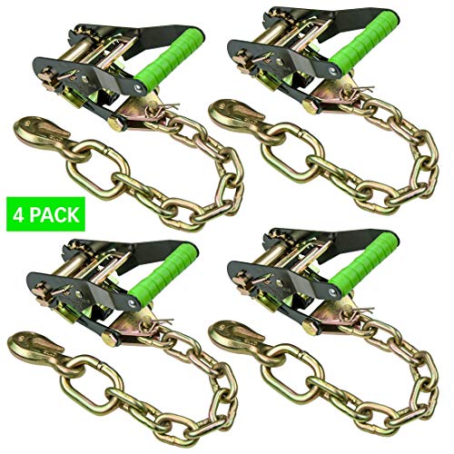 VULCAN Ratchet Buckle - Chain Anchor - 2 Inch Handle - High-Viz - 4 Pack - 3,300 Pound Safe Working Load - size: Chain Anchor Hi Viz (4- Pack)