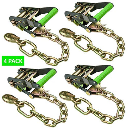 VULCAN Ratchet Buckle - Chain Anchor - 2 Inch Handle - High-Viz - 4 Pack - 3,300 Pound Safe Working Load - size: Chain Anchor Hi Viz (4- Pack)
