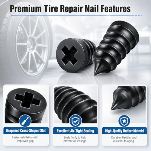 91 PCS Tire Screw Plug Repair Kit, 3 Sizes Rubber Tire Repair Screws with Screwdriver, Tire Sidewall & Puncture Fix, Quick Self-Service Flat Tire Repair for Car, Truck, Motorcycle, SUV