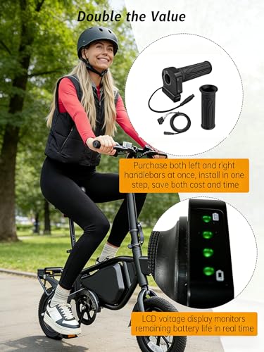 48V Electric Bike Throttle Grip with LCD Voltage Display & Cruise Control | 7/8-inch (22mm) handlebars, 6-Pin Connector, Compatible with Jetson Haze, DYU Y16 & Folding Ebike