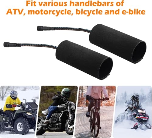 TECTICO 12V Motorcycle Heated Grip Covers,IP67 Waterproof, USB Powered 5 Temperature Settings,Universal for 12V ATV Motorcycle Hand Grip with Temperature Adjustable & Fast Heating