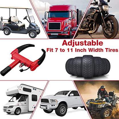 3 Pcs Wheel Lock for Cars, Heavy Duty Trailer Wheel Lock Universal Security Anti Theft Tire Clamp for Vehicles Boot Camper SUV ATV Boat Motorcycle Deterrent(Red, Black) - color: Red, Black