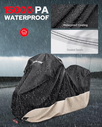Benlari Motorcycle Cover Waterproof with Side Top Box Compatible with Harley Davidson Touring Ultra Limited Street Glide Road Glide Electra Glide Outdoor All Weather Protection, XL,116" x 47" x 53" - size: XL (116" x 47" x 53"), style: Touring Ultra