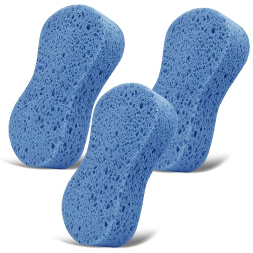 3PCS Car Wash Sponge, Heavy Duty Car Sponges for Washing, Car Accessories Large Sponges for Cleaning, Automotive Cleaning Supplies, Eco Friendly Sponge (7.68 x 3.74 x 1.38 Inch), Blue - color: Blue