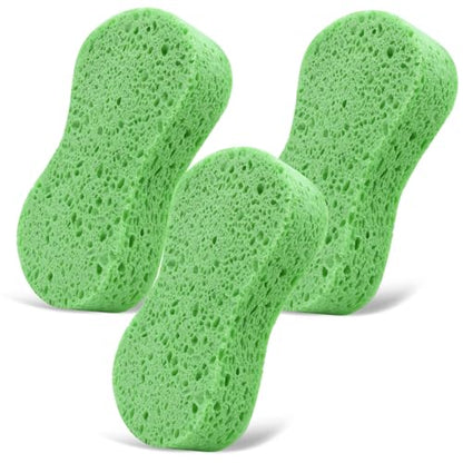 3PCS Car Wash Sponge, Heavy Duty Car Sponges for Washing, Car Accessories Large Sponges for Cleaning, Automotive Cleaning Supplies, Eco Friendly Sponge (7.68 x 3.74 x 1.38 Inch), Green - color: Green