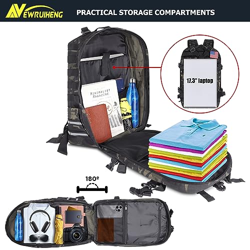 Motorcycle Helmet Backpack for Men, Large Capacity Cycling Storage Bag for for Outdoor (Green Camo)