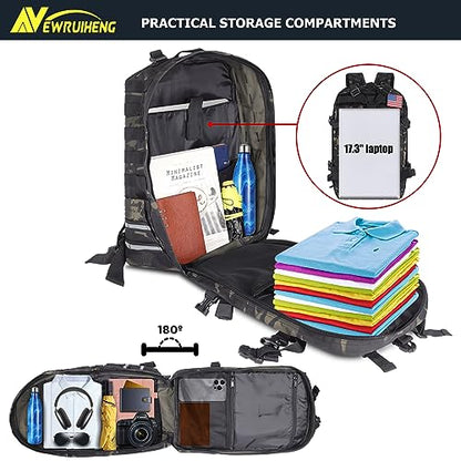 Motorcycle Helmet Backpack for Men, Large Capacity Cycling Storage Bag for for Outdoor (Green Camo)