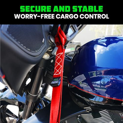 Rhino USA Soft Loop Tie Down Straps (4-Pack) - 1.6 Inch x 17 Inch (5,000 lbs Break Strength) Heavy Duty Motorcycle Handlebar Straps for use with Ratchets for ATV, UTV, Dirt Bike (Red) - color: Red 4-Pack
