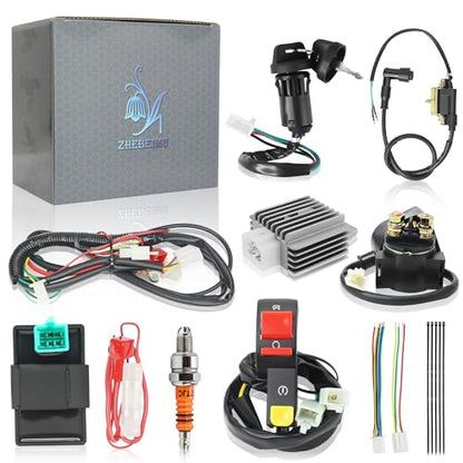 50cc Dirt Bike Wiring Harness Complete Kit with Full Wave Regulator A7TJC Spark Plug for 49cc 50cc 70cc 90cc 110cc 125cc Chinese Dirt Pit Bike with 4-Stroke Engine - style: ZMBWH004YFJ