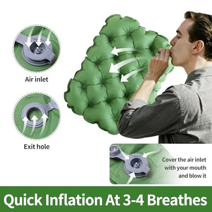 Inflatable Seat Cushion,16 Inch Portable Lightweight Waterproof Stadium Seat Pad, Inflatable Seat Cushion for Air Travel,Hiking, Office, Car, for Pressure Relief No Pump Needed - color: Green