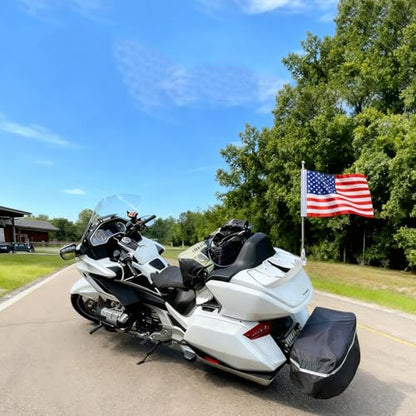American Flag USA and Flag Pole Mount for Honda Goldwing GL1500 GL1200 GL1800 2001-2012 Fits Motorcycle Rear Luggage Rack - color: Silver Flagole+US Flag 1 Set