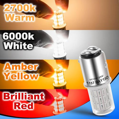 Heifymi 1157 Led Bulb 3 Watt DC12-24V BAY15D 7528 2057 2357 Brilliant Red LED Replacement for Car Camper RV Trailer Boat Brake Tail Stop Signal Light, 2 Pack - color: Brilliant Red, size: BAY15D
