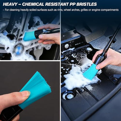 Car Detailing Brushes Set, 8-Piece Auto Detail Cleaning Brush Tool Kit in Ultra-Soft/Middle/Hard, Crevice Brush for Car Interior & Exterior, Leather, Air Vents, Emblems, Wheels Wash & Care - style: STYLE-A