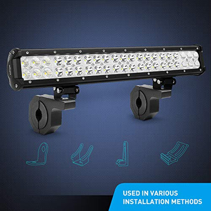 Nilight Horizontal Bar Clamp Mounting Bracket Kit for Off-Road LED Light Bar on Roof Rack Roll Cage Holder,2 Years Warranty (90021H) 8Count(Pack of 1) Black