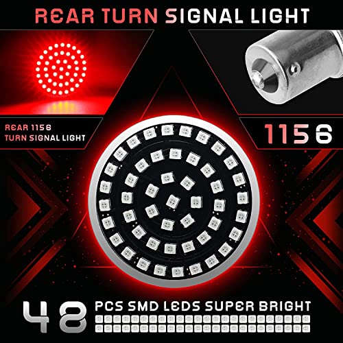 Sequential Led Turn Signals, 1157 Front + 1156 Rear Blinkers with Smoked Lens Compatible with Harley Sportster Softail Street Glide Road King Cruiser Turing - color: Sequential Light & Smoked Lens