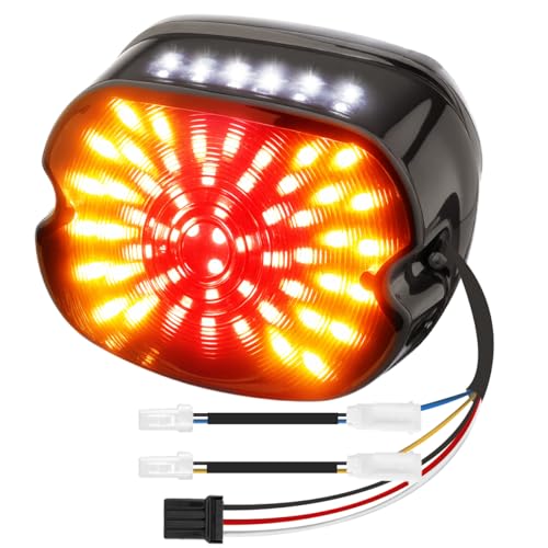 Smoked LED Rear Brake Tail Light with Integrated Turn Signals, Compatible with Harley Dyna, Road King, Electra Glide, Sportster, Heritage, Softail, Touring (Plug&Play Smoke) - color: Plug&Play Smoke