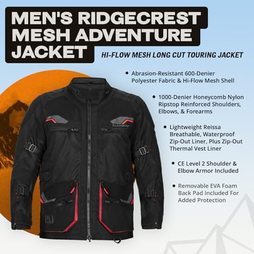 Tourmaster Men's Ridgecrest Mesh Adventure Motorcycle Jacket - color: Grey/Grey, size: Large