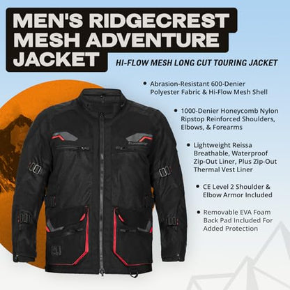 Tourmaster Men's Ridgecrest Mesh Adventure Motorcycle Jacket - color: Grey/Grey, size: Small