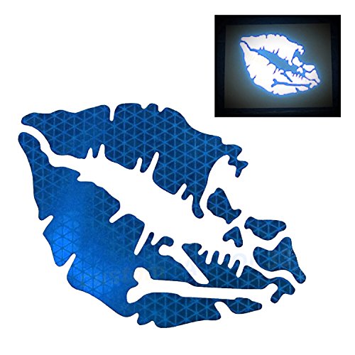 customTAYLOR33 High Intensity Reflective Vinyl Death Kiss Skull Crossbones Lips Decal Bumper Sticker - Cars, Motorcycles, Helmets, Wind Screens, laptops, cellphones, (Blue, 3 inch Wide, Pair) - color: Blue, size: 3 inches wide (includes 2)