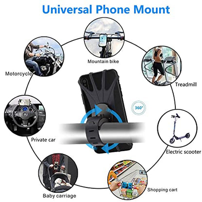 Kinizuxi 2 Pack Universal Bike Phone Mounts, 360 Rotation Silicone Holders for iPhone and Samsung, Compatible with 4.7-6.8 Inches Phones, Easy Installation - color: Black 2 Pack