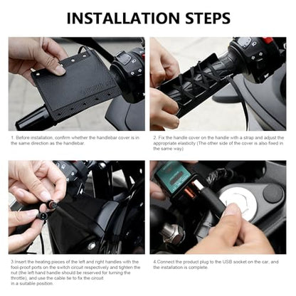 Motorcycle Heated Grips Cover Pad, Universal 12V Handlebar Heater Heated Handlebar Grips Compatible with Harley Davidson, IP67 Waterproof, ATV Hand Heater Warmer
