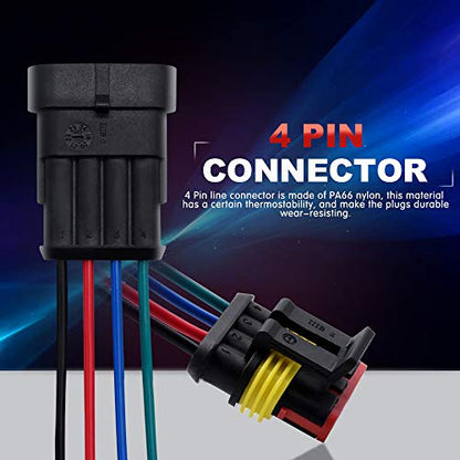 4 Pin Connector Waterproof Connector, Male and Female Way 16 AWG Wire Suitable for car Truck, Boat and Other Wire Connection 5 kit - size: 4 PIN