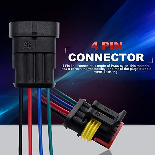 4 Pin Connector Waterproof Connector, Male and Female Way 16 AWG Wire Suitable for car Truck, Boat and Other Wire Connection 5 kit - size: 4 PIN