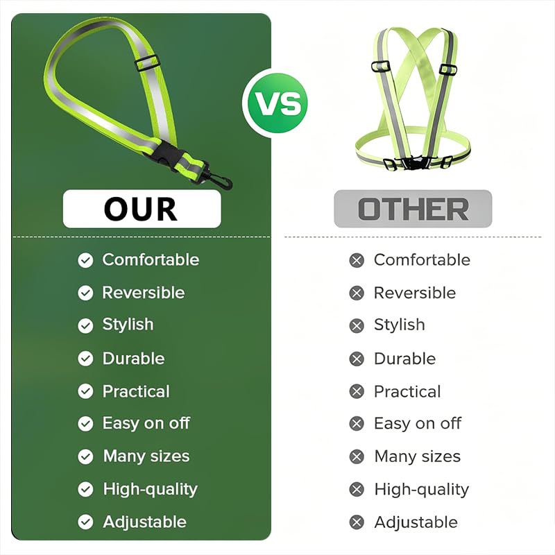 Reflective Running Belt with 2Pcs Armbands, Running Belts for Women High-Visibility and Adjustable Green Belt for Jogging, Running, Biking, Dog Walking