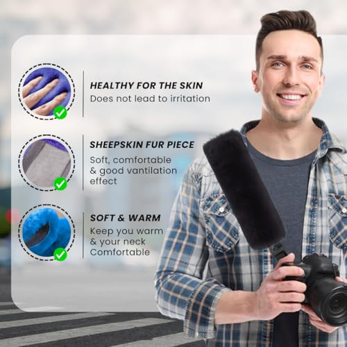 Andalus Genuine Sheepskin Car Seat Belt Cover Pad – Soft Fuzzy, Comfy Fluffy Seatbelt Covers, Shoulder Pad Neck Cushion Protector, Car Accessories for Woman, Man, Girl (Blue, 2-Pack) - color: Blue