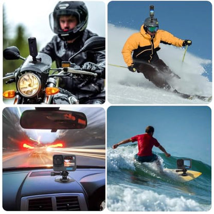 Flexible Helmet Mount Adhesive Attachment Kit for Insta360 X5 X4 Air X4 X3 X2 Ace Pro Ace, Helmet Camera Mount Compatible with GoPro Hero, SJCAM, Panoramic Camera, Action Camera Accessories