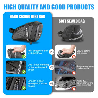 EVA hard shell waterproof bike saddle bag Seat bag Bike bag under seat 1 litre Bike tail bag Bike Rear bag Bike riding Accessories Storage bag Bike wedge bag Mountain road bike