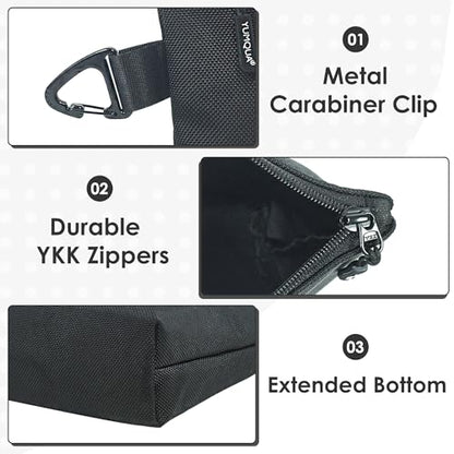Small Tool Pouch - Compact Zipper Tool Pouches Bag - Heavy Duty 1680D Oxford Utility Bags Durable Small Pouch Organize Tools Clip on Belt or Backpack for Men Women - Electrician, Carpenter, DIY - size: Middle