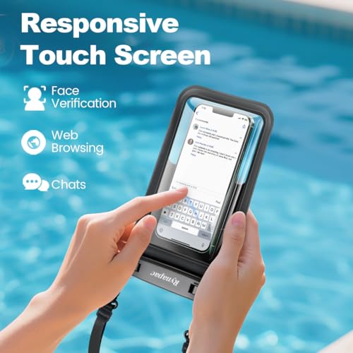 Rynapac Large Waterproof Phone Pouch [Up to 8.5"] - 2 Pack IPX8 Waterproof Phone Case for iPhone 17 16 15 Pro Max Galaxy S26 Ultra, Touchscreen & Underwater Photography, Beach Cruise Essentials 2026 - color: [Black + Black] Large Waterproof Phone Pouch, s