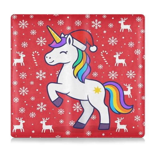 GuoChe Pu Leather Registration and Insurance Card Holder Men Women Document Wallet for any Car, Truck, Motorcycle, Trailer or Boat Christmas Magic Horse Fantasy Red Snow Print - color: 17
