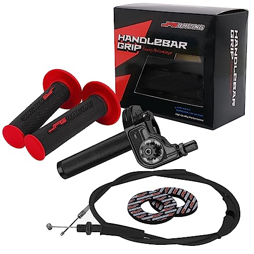 JFG RACING Motorcycle Throttle Assembly,7/8" 22mm Twist Throttle Grips With Rotating Shaft Throttle Cable CNC Universal For CRF50 KLX SSR TTR 110 125 150 200 250cc Dirt Pit Bike ATV Mini Bike Black - color: Black, size: Gear Style