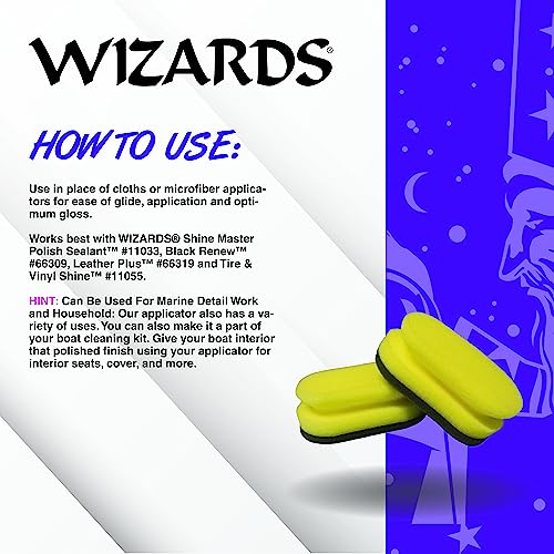 Wizards Exterior Detailing Tools Yellow Foam Detail Pad Set - Cleaners, Applicator Pads and Tools for Car Care - Durable and Multi Use Wax Foam Pad - Car Detailing Kit Essentials - 2 Pcs